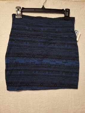 Active Basic Blue and Black Patterned Mini Skirt
